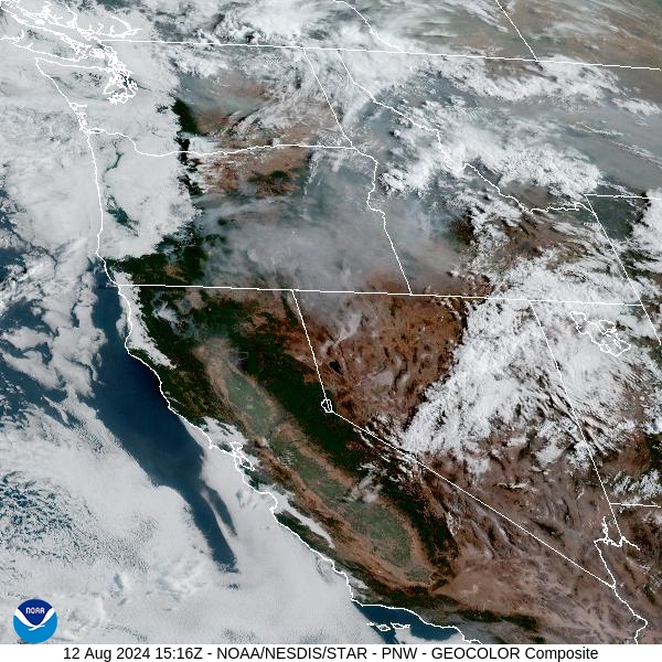 Monday morning’s satellite shows a trough swinging across Montana providing clouds and light smoke for the area.